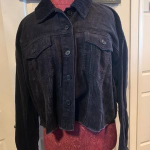 Forever 21 cropped corduroy black button up jacket